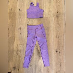 Outdoor Voices Set: Lilac Crop Top Sports Bra and Leggings